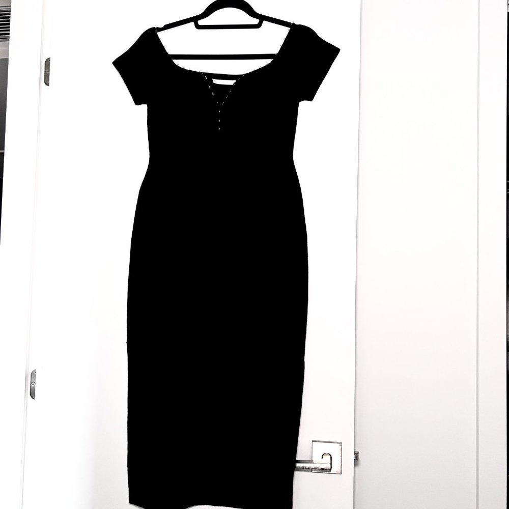 Helmut Lang Black Ribbed Dress Size L